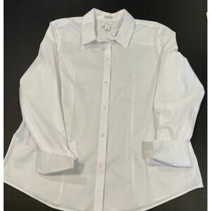 Liz Claiborne Wrinkle free Button Front Shirt XL White Stretch L/S collard crisp